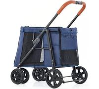 Cochecito para perros grande de lujo, transportador plegable, carrito para pasear, cochecitos para perros, cochecito para mascotas premium, cochecito para mascotas de 4 ruedas para gatos y perros (G