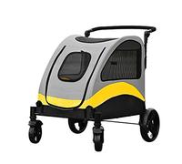 Cochecito para perros grandes / 2 gatos, carro de compañía grande para gatos con discapacidad Perros, equipo de compañía Carrito de viaje para mascotas múltiples, peso de carga 130 kg (amarillo)