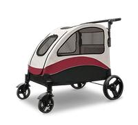 Cochecito para perros para carrito de paseo para mascotas grandes, transportador de animales transpirable con 4 ruedas y espacio de almacenamiento, la mascota puede entrar y salir fácilmente de viaj