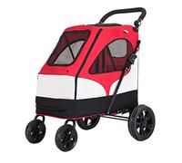 Cochecito para perros para perros pequeños, medianos y grandes, plegable, ligero, de viaje, para mascotas, cochecito para cachorros, cochecito de paseo, 4 ruedas, reposabrazos ajustable, altura hast