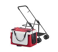 Cochecito para perros pequeños para 2 perros pequeños Gatos Cachorro y Gatito, cochecito de bebé para perros pequeños Cochecito plegable Cochecito de bebé transpirable para gatos, perros y más(Red)