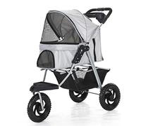 Cochecito para Perros - un Carro para Perros con un Peso de 15 kg y un vehículo Todoterreno para Mascotas - Ruedas Grandes, Compacto y Plegable -74S2Q5L (Color : Gray)