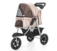 Cochecito para Perros - un Carro para Perros con un Peso de 15 kg y un vehículo Todoterreno para Mascotas - Ruedas Grandes, Compacto y Plegable -74S2Q5L (Color : Coffee)