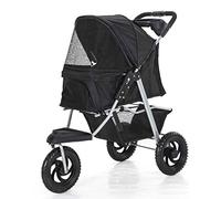 Cochecito para Perros - un Carro para Perros con un Peso de 15 kg y un vehículo Todoterreno para Mascotas - Ruedas Grandes, Compacto y Plegable -74S2Q5L (Color : Black)