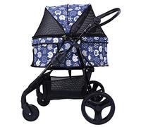 Cochecito para Perros y Gatos Cochecito Plegable Fácil para Carga 30 Kg Colchón Incluido Múltiples Mascotas Carro con Ruedas Cochecito con Ruedas para Excursiones Perro Multifuncional (Negro) (Azul)