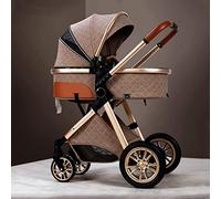 Cochecito Para Recién Nacidos Capazo Reversible Cochecito 2 En 1 Silla De Paseo Paraguas Reclinable Multiposiciones, Saco De Mamá Mosquitera (Color : Khaki)
