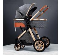 Cochecito Para Recién Nacidos Capazo Reversible Cochecito 2 En 1 Silla De Paseo Paraguas Reclinable Multiposiciones, Saco De Mamá Mosquitera (Color : Light Grey)