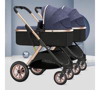 Cochecito Paraguas Gemelar,Cochecito Infantil Doble,Cochecito Gemelos Side By Side,Silla De Paseo Doble Desmontable Con 2 Asientos Individuales,Cochecito Reversible Paisaje Alto ( Color : Rosso )