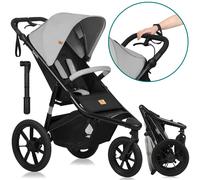 LIONELO AZURA Cochecito de Bebé para Correr desde 6 meses a 22 kg Carro Bebe Triciclo para Correr Respaldo Ajustable Posición Reclinada Ruedas Grandes Inflables Suspensión Completa Capota XXL (Grey)