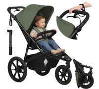 LIONELO AZURA Cochecito de Bebé para Correr desde 6 meses a 22 kg Carro Bebe Triciclo para Correr Respaldo Ajustable Posición Reclinada Ruedas Grandes Inflables Suspensión Completa Capota XXL (Green)