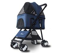 Cochecito plegable para mascotas, carrito multifuncional 4 en 1 para perros y gatos, fácil de lavar con jaula de transporte, asiento de coche para mascotas medianas y pequeñas