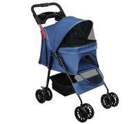 Cochecito plegable para mascotas con un solo clic, dimensiones 986746 cm, no desmontable, ligero y resistente, perfecto para los desplazamientos con tu perro o gato (azul)