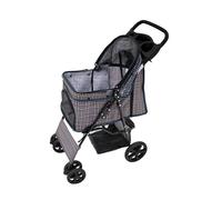 Cochecito Plegable para Mascotas TARTÁN AZUL | Capacidad Carga 15kg | Correa de seguridad | Cesta Portavasos y Cubierta de lluvia GRATIS | Carrito de Viaje para Perros Gatos Pet Travel Stroller