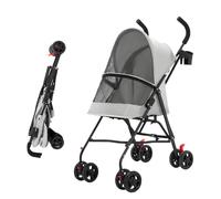 Cochecito plegable para perro gato, pequeños y perros mayores, hasta 20 kg, ruedas con frenos de 360°, cesta xxl, 3 ventanas, portavasos, carrito para perro