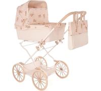 Cochecito Roma Teddy Reborn para muñecas más grandes, diseño de oso lindo, mango ajustable de 62,5 a 93 cm, juguete para bebés niños y niñas, estilo vintage con cesta, accesorio para muñecas.