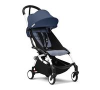 Cochecito Stokke YOYO3 a partir de 6 meses - Incluye chasis blanco, cojín de asiento Air France Blue & dosel - Se pliega y despliega en un instante - Compatible con equipaje de mano