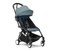 Cochecito Stokke YOYO3 a partir de 6 meses - Incluye chasis negro/cojín de asiento Aqua + dosel - Se pliega y despliega en un instante - Ligero y compacto - Compatible con equipaje de mano
