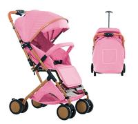 Cochecitos compactos, cochecito, ultra compacto, Trip, Arneses, cesta, asa única, capucha plegable, ligera y manejable, bolsa de transporte, toldo muy grande, 0-6 años, 0-35 kg (rosa)