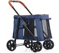Cochecitos de lujo para perros, cochecito para perros grandes, carrito plegable, carrito de paseo de 4 ruedas (azul) (azul)