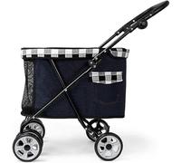 Cochecitos ligeros para perros pequeños Cochecito para perros Prime Buggy Rueda delantera suave de 360° Fácil de plegar Cochecitos para gatos Reposabrazos Ajuste de 4 velocidades (azul claro) (Negro