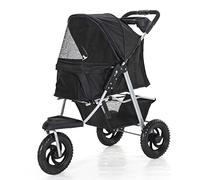 Cochecitos para mascotas Cochecito para mascotas de 3 ruedas plegable para perros y gatos pequeños y medianos, suministros para mascotas, viajes, playa, perro, bicicleta, remolque con gran almacenam