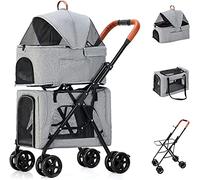 Cochecitos para mascotas para perros pequeños, gatos y más Cochecitos para cachorros de doble capa Perros pequeños Carro de viaje para mascotas de lujo con ruedas Cochecito para perros Cochecito par