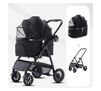 Cochecitos para perros 2 en 1 para perros pequeños y medianos Cochecito para mascotas para perros gatos Cochecito de viaje plegable con 4 ruedas con cesta de almacenamiento y portavasos ligero (gris