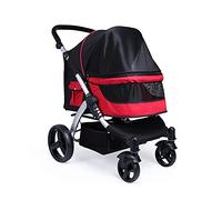 Cochecitos para perros grandes, cochecito para mascotas, carrito para perros y gatos, cochecito para dos gatos, tela Oxford transpirable, cochecito de aleación de aluminio, soporta hasta 30