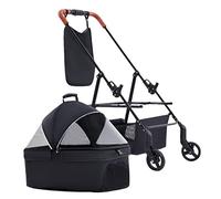 Cochecitos para perros pequeños Liquidación, Mascota Gato Cochecito de paseo Carrito de viaje Carrito Desmontable Cochecitos para perros pequeños y gatos con bolsillo(Nero)