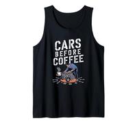Coches antes del café Mecánico de automóviles Divertido ingeniero automotriz Camiseta sin Mangas