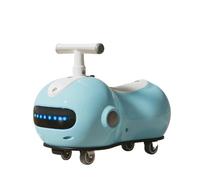 Coches de juguete Coche con forma de cacahuete, luz musical, antivuelco, columpio, rueda silenciosa con flash, con casco y mochila, apto for niños de 3 años en adelante Bicicleta con ruedas(Blu)