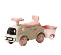 Coches de juguete Coche de paseo con remolque for niños, ideal for interiores y exteriores, con compartimentos debajo del asiento, música ligera. Bicicleta con ruedas(Rose,With Trailer)