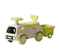 Coches de juguete Coche de paseo con remolque for niños, ideal for interiores y exteriores, con compartimentos debajo del asiento, música ligera. Bicicleta con ruedas(Groen,With Trailer)