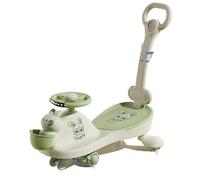 Coches de Juguete Coche oscilante con música, luz y balanceo, Rueda giratoria y Destello silencioso, Movimiento de Giro for dirigir Bicicleta con Ruedas(Groen,with Push Handle)