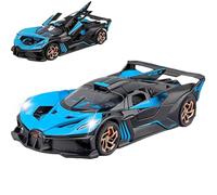 Coches de juguete compatibles con los coches Bugatti Bolide de aleación 1:32 fundido a presión con luces y música, para niños y niños, regalo de festival (azul)