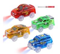 Coches para Niños Magic Niños Regalo, 4PCS Race Cars, Accesorios de Pista de Repuesto, Compatibles con la mayoría de las pistas, para 3 a 8 años