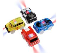 Coches Para Niños,Tracks Cars,Juego De 4pcs De Juguete Para Coche Con 5 Luces Led Parpadeantes, Para Iluminar En La Oscuridad, Compatible Con La Mayoría De Pistas Para 3 4 5 6 7 8niños, Niños y Niñas
