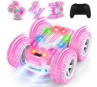 Coches Teledirigidos para Niñas, Coches Juguete Regalo Niña 8-12 años, Coche Radiocontrol Acrobático con Bateria Recargable, Rotación 360° y Luz,Remote Control Car Cumpleaños Navidad Regalo Niñas Rosa