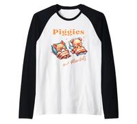 Cochinitos En Su Manta Cerditos Durmiendo Tocino Camiseta Manga Raglan