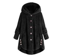 Cocila Abrigo De Pelo Chaqueta de invierno con capucha y botones de talla grande para mujer Enfermera En Apuros Chaqueta Jaketas Mujer Invierno Abrigo Corto Color Camel Parka Larga Negra Mujer