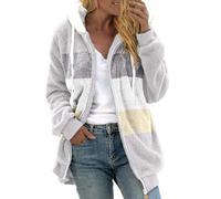 Cocila Abrigo Invierno Mujer Chaqueta tipo suéter de felpa con bolsillo y cremallera con capucha y retazos informales a la para mujer Abrigos Mujer Rebajas Plumas