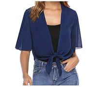 Cocila Abrigos Mujer Wedding Flapper Chiffon Shawl Women's Dress Cape para Evening Blose (Blue, M) Chaqueta Primavera Rebeca Punto Larga Grueso Negra Invierno Talla Grande Ropa Otoño Azul Casaco