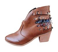 Cocila Botas Agua Mujer Zapatos De Punta Al para Mujer, Tacón, con Cremallera Invierno Otoño En Negras Botines Tacón Caña Ancha Cordones Botín Negro Marcas Bota Walker Corta Botin Piel Marrones