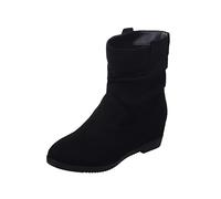 Cocila Botas Casuales De Cabeza Redonda Plisada Ante Color Sólido A La Estilo Británico para Mujer Camperas Blancas Altas Invierno Planas Barefoot Botines Tacon Fino Bajo Planos Pitillos Lluvia
