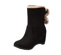 Cocila Botas Con De Gamuza Color Sólido A La Para Mujer, Además Algodón Tacón Cuña Cálido Terciopelo Niña Altas Mujer Piel Negra Botines Negro Tacon Marrones Ante Calzado Barefoot Niño Invierno