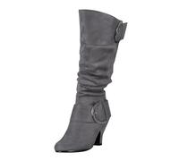 Cocila Botas De Mujer Ante Fuente Comercio Exterior para Primavera Y Otoño con Hebilla Cinturón, Tubo Alto, Zapatos Tacón Grueso Botines Moteros Agua Cortas Piel Negro Tacon Invierno Alto Hombre