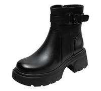 Cocila Botas De Mujer Con Gruesa Y Forro Para Otoño E Invierno, Cálidas, Estilo, Retro, Versátiles, Pequeñas, Ligeras Alzas. Altas Invierno Agua Hunter Botines Piel Planos Marrones Pitillos