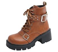 Cocila Botas De Mujer E Invierno Con Gruesa, Tacones Altos Y Punta Redonda, Botines El Ingles Agua Cortas Piel Tacon Zapatos Hombre Casuales Bota Pelo Cómodos Pikolinos Cómodas Calentitos
