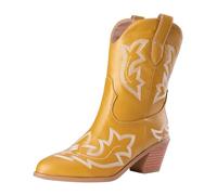 Cocila Botas De Mujer Otoño Talla Grande Comercio Exterior con Bordado, Tacón Grueso, Calzado Botines Agua Hunter Piel Negro Barefoot Invierno Pitillos Zapatos Ancho Especial Impermeable Caña