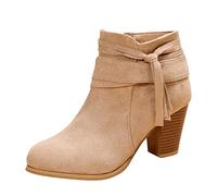 Cocila Botas De Tacón Grueso con Cremallera Lateral para Mujer A La Color Sólido Calcetines Zapatillas Altas Invierno Planas Botines Negros Piel Tacon Alto Cuña Mustang Manoletinas Botin Negro